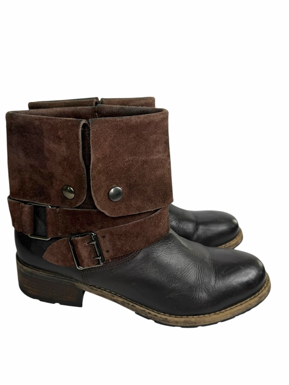 Clarks Volara Sky Brown Leather Combat Boots Size 8.5